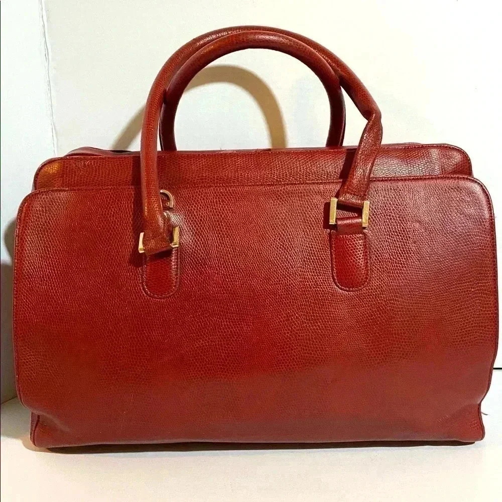 Lederer red leather briefcase bag